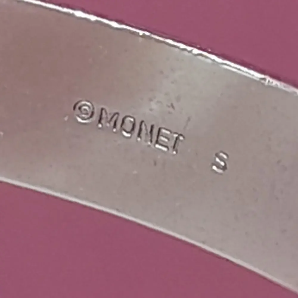 Vintage Monet Silver Tone Bangle Bracelet, Size Small, Signed 1980s Jewelry